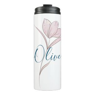 Personalised Floral Sketch Watercolor Elegant Thermal Tumbler