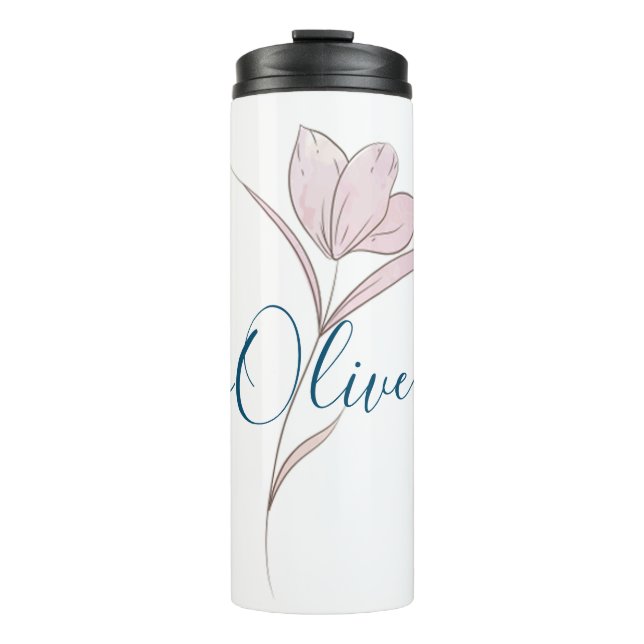Personalised Floral Sketch Watercolor Elegant Thermal Tumbler (Front)