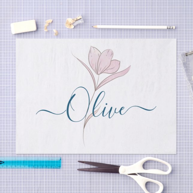 Personalised Floral Sketch Watercolor Tissue Paper (Craft)