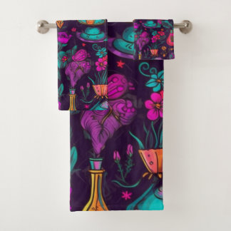 Personalised Floral Skulls Bath Towel Set