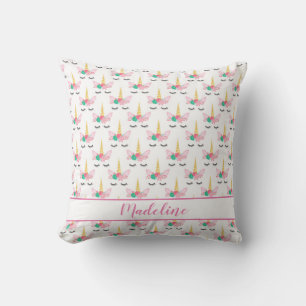 Personalised Floral Sleeping Unicorn Cushion