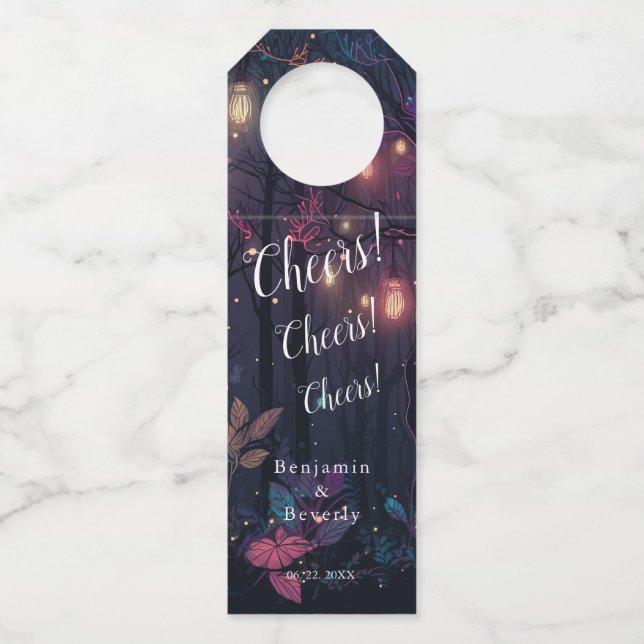 Personalised Floral Spray Fantasy Art Bottle Tag (Front)