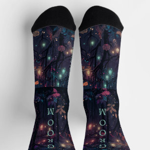 Personalised Floral Spray Fantasy Art Groom Socks