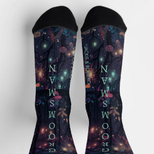Personalised Floral Spray Fantasy Art Groomsman Socks