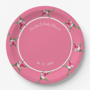 Personalised Floral Spray Red Paper Plate
