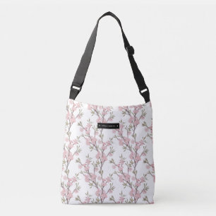 Personalised Floral Sprigs Pattern Pink Crossbody Bag