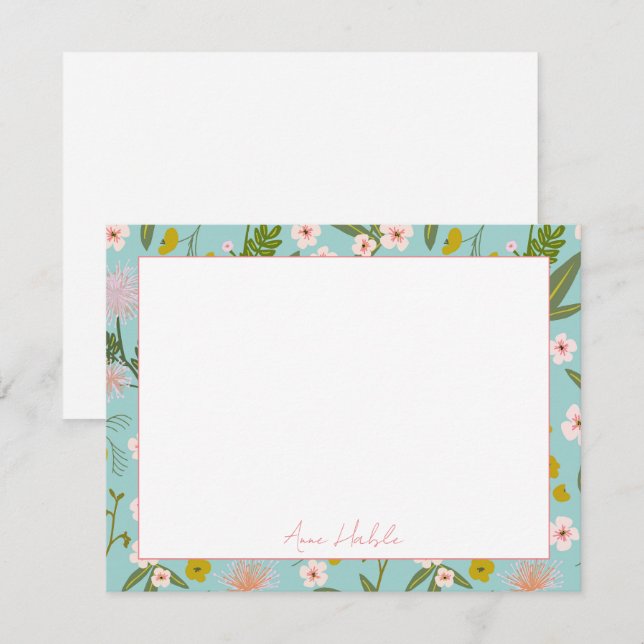Personalised Floral Stationary Card (Front/Back)