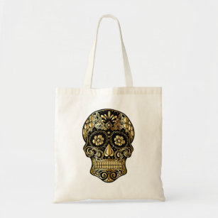 Personalised Floral Sugar Skull Tote Bag