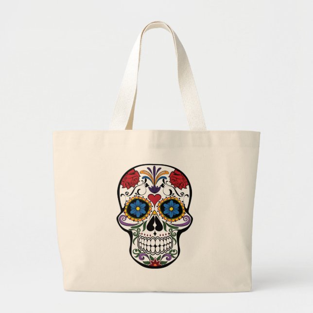 Personalised Floral Sugar Skull Tote Bag (Front)