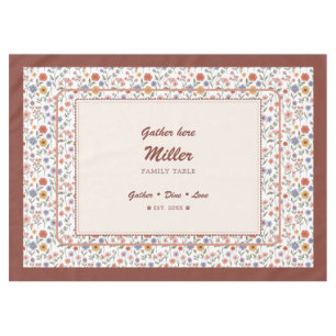 Personalised Floral Tablecloth, Custom Family Name Tablecloth