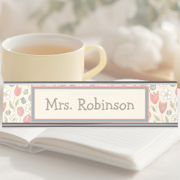 Personalised Floral Teacher Desk Nameplate