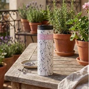 Personalised Floral Thermal Tumbler with Name