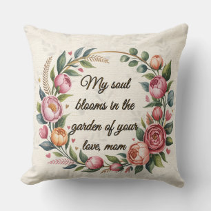 Personalised Floral Throw Pillow with Heartfelt Mo