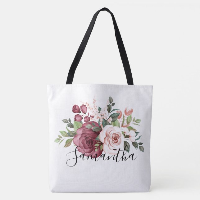 Personalised  Floral  Tote Bag (Front)