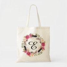 Personalised Floral Tote Bag Bridesmaid Bohemian