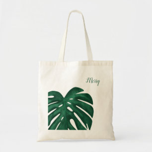 personalised floral tote bag monstera leaf