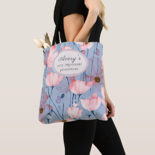 Personalised Floral Tote, Soft Aesthetic Design Tote Bag
