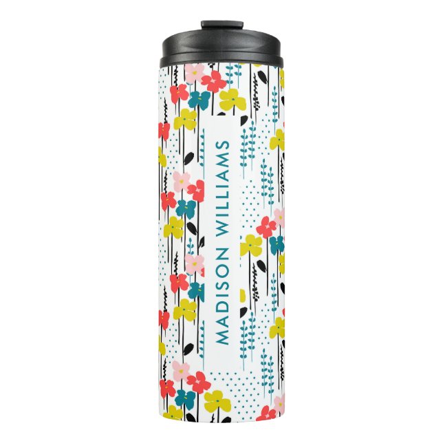 Personalised Floral Travel Mug with Name (Front)