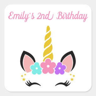 Personalised Floral Unicorn Square Sticker
