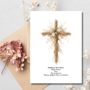 Personalised Floral Watercolor Easter Cross Holiday Card