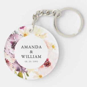 Personalised Floral Wedding Gift Keychain Favour