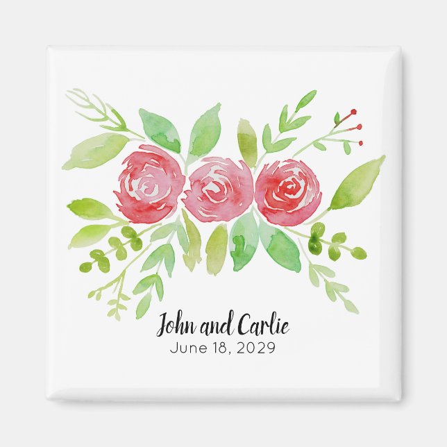 Personalised Floral Wedding Party Favour Magnet (Front)