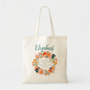 Personalised Floral Wreath Bible Verse Tote Bag