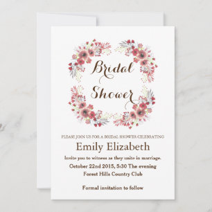 Personalised  Floral Wreath Bridal Shower Save The Date