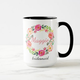Personalised Floral Wreath Bridesmaid Mug