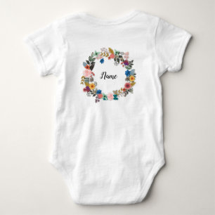 PERSONALISED FLORAL WREATH ROMPER BABY BODYSUIT