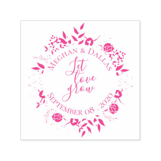 Personalised Floral Wreath Wedding Self-inking Stamp