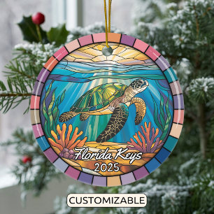 Personalised Florida Keys Ornament, Sea Turtle Ceramic Ornament