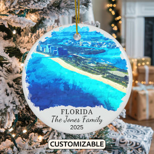 Personalised Florida Ornament, Florida Gift Ceramic Ornament
