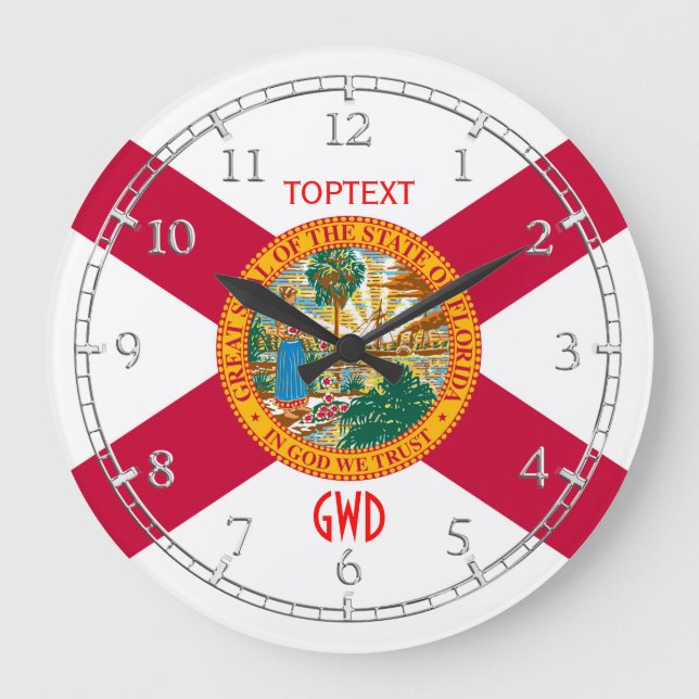 Personalised Florida State Flag Design on Large Clock (Front)