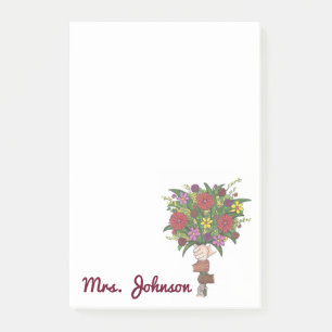 Personalised Flower Bouquet School Teacher Post-It Notes