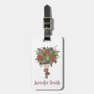 Personalised Flower Bouquet Teacher Mother's Day Luggage Tag