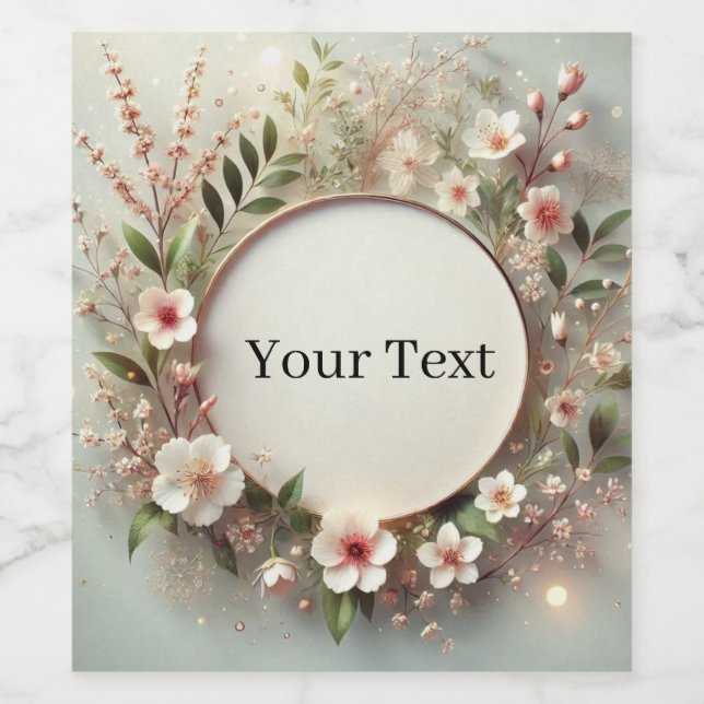 personalised flower frame wine bottle label  (Single Label)