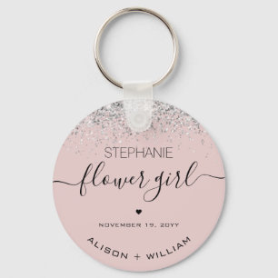 Personalised Flower Girl Glitter confetti effect Key Ring