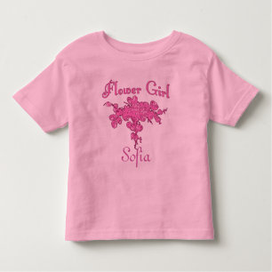 Personalised FLOWER GIRL with Big Pink Bouquet Toddler T-Shirt