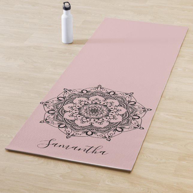 Personalised Flower Mandala Dusty Pink  Yoga Mat (In Situ)