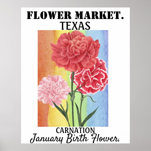Personalised Flower Market Birth flower Art Print (Front)