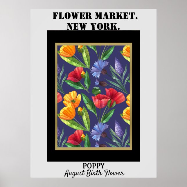 Personalised Flower Market Birth flower Art Print  (Front)