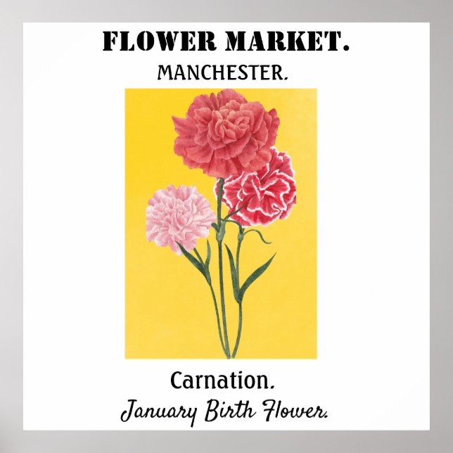 Personalised Flower Market Birth flower Art Print (Front)