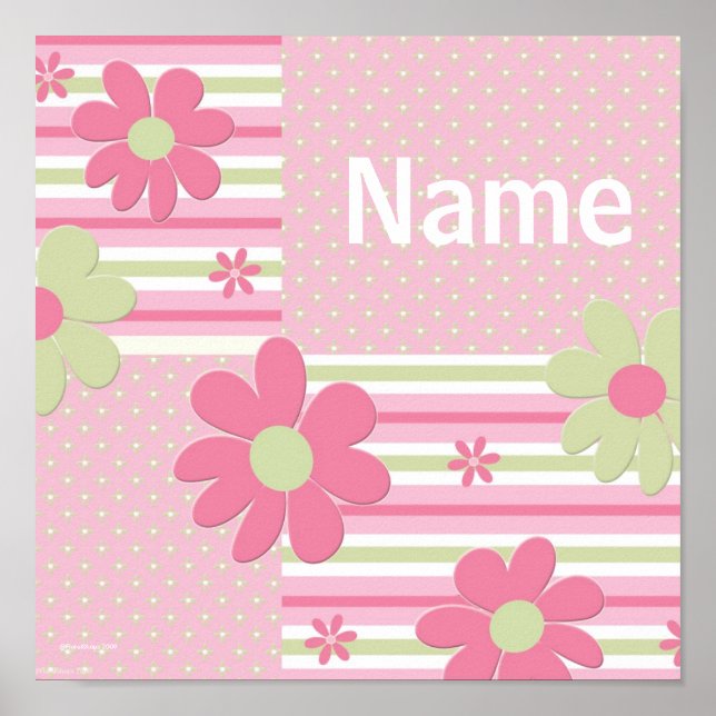 Personalised Flower Poster for Girls Room (Front)