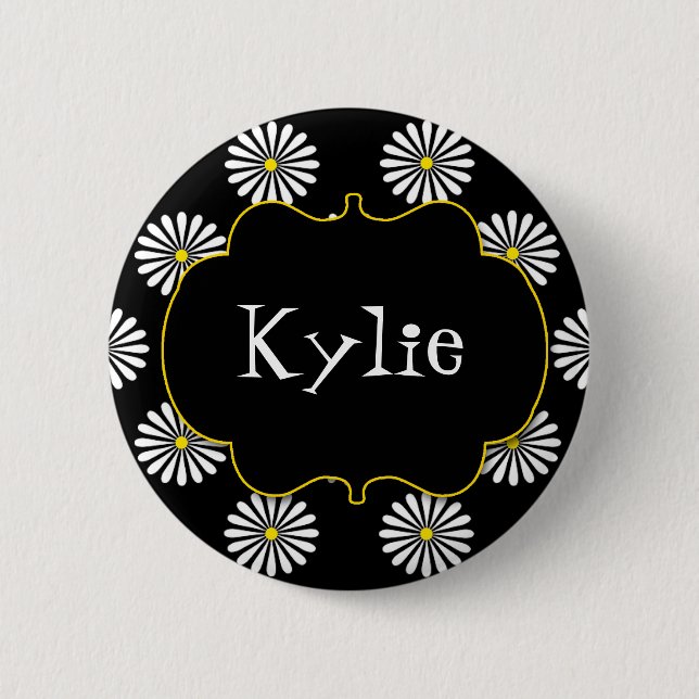 Personalised Flower Power Brights Award Name Pin (Front)