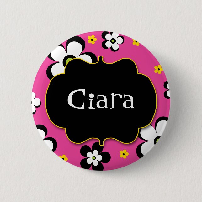 Personalised Flower Power Brights Award Name Pin (Front)