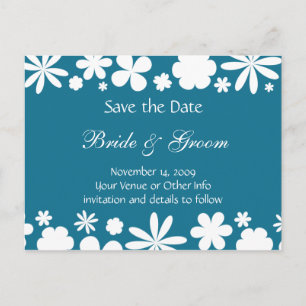 Personalised Flower Power Save the Date Announcement Postcard