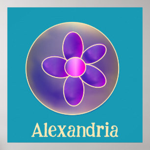 Personalised Flower Purple Teal Hot Pink Poster