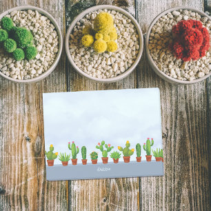 Personalised Flowering Cactus Collection with Name Post-it Notes