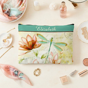 Personalised Flowers and dragonfly Accessory Pouch